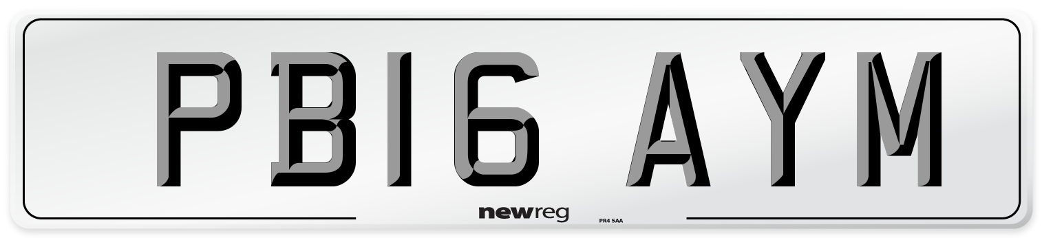 PB16 AYM Number Plate from New Reg